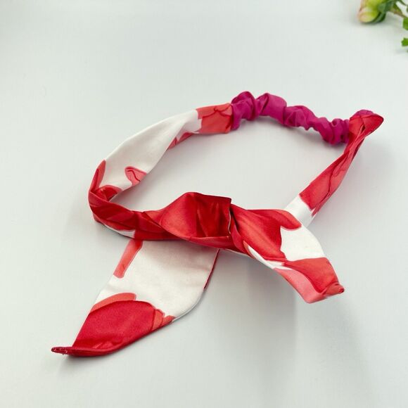 New Women Headband Hair Accessories knotted Red And White Floral - Picture 15 of 15